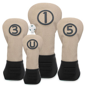 Housse de tête de club de golf OEM personnalisée en cuir PU pour driver et bois, avec numéros simples - Product Image 1