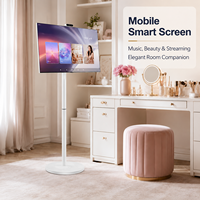 Téléviseur intelligent portable de 24 pouces avec écran tactile, écran intelligent mobile avec batterie, roues et diffusion sans fil