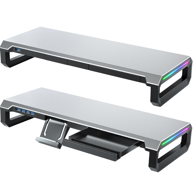 Hot Sell 4USB Multi Keyboard Storage Space Bar Aluminum Laptop Monitor Stand for Macbook