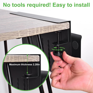 2 Tier thép treo bàn bên lưu trữ hợp kim nhôm máy tính xách tay Ipad tài liệu Kệ tổ chức dưới bàn quản lý - Product Image 2