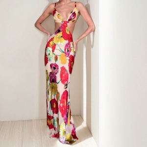 Abito Estivo da <span class=keywords><strong>Donna</strong></span> 2026 Nuovo Sexy con Scollo a V, Schiena Scoperta, Stampa Senza Maniche, Vestito Fasciante Personalizzato all'Ingrosso - Product Image 1