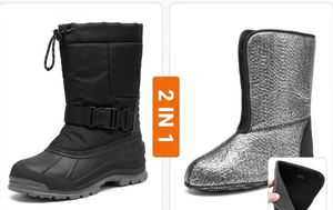 Bottes d'hiver mi-mollet imperméables unisexe en tissu Oxford avec doublure textile chaude et semelle antidérapante Snowlock - Product Image 4