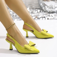 Élégantes sandales à talons aiguilles pour femmes avec nœud décoratif, bout pointu, talon fin, escarpins de soirée pour mariage