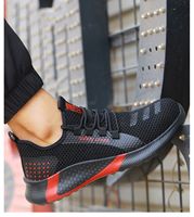 Chaussures de course pour hommes de haute qualité, en maille, sportives, à bout en acier, à lacets, légères, respirantes, pour la marche en plein air