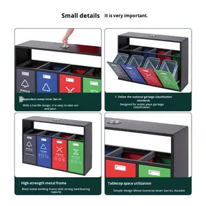 Contenedor de Basura Doble Grande de Acero Inoxidable Ecológico, sin Tapa, para Exteriores, para Parques, Áreas Residenciales y Paisajes - Product Image 2