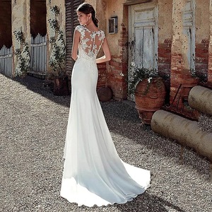Nuovo Abito <span class=keywords><strong>da</strong></span> <span class=keywords><strong>Sposa</strong></span> Bianco Moderno AliExpress, Lunghezza Pavimento, Senza Maniche, Stile Sirena con Decorazioni in Pizzo, di Alta Gamma e di Nicchia per il Mercato Internazionale - Product Image 2