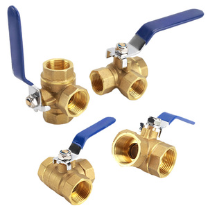 Valvola a Sfera in Ottone a Tre Vie di Alta Qualità 1/4 1/2 Pollice DN50 Tipo T Filettatura Femmina Maniglia Manuale per Sistemi Pneumatici e Idrici OEM - Product Image 1
