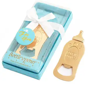 Baby Shower Gold Feeder Shaped Beer Bottle Opener Pink Blue Box Return Gifts for Guests Birthday Party Supplies