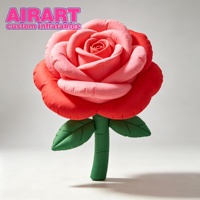 Accessoires de scène en forme de rose gonflable en peluche pour la décoration de fond de scène