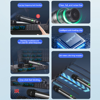 Système de microphone sans fil 4 canaux de haute qualité avec microphones dynamiques portatifs en métal pour DJ, fêtes, écoles, bars, clubs