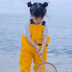 Pantalones de agua para niños, peleles impermeables de color liso con cuello redondo para la playa, ropa de pesca, lavables a máquina - Product Image 2
