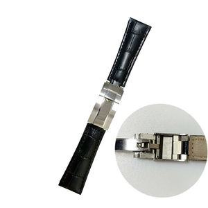 Correa de reloj de cuero de becerro negro de 20 mm de alta calidad con cierre Rolamy <span class=keywords><strong>P1</strong></span> para dropshipping - Product Image 1