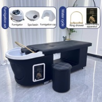Table de massage professionnelle multifonctionnelle de luxe en bois pour spa capillaire, lit de lavage de cheveux thaïlandais pour salon de beauté et soins aquatiques