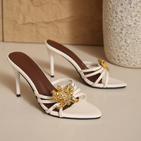 Nouvelles Sandales Élégantes à Talons Hauts Tendance 2026 pour Femmes, Sexy, à Bout Ouvert, avec Décoration Florale Métallique