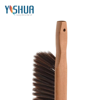 Brosse de nettoyage écologique à manche en bois et poils doux, réutilisable, antistatique, pour enlever les poils d'animaux sur les canapés, les lits et les meubles