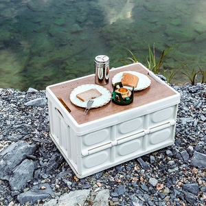 صندوق تخزين بلاستيكي مستطيل الشكل مصنوع بالحقن، منظم تخزين منزلي، خزانة للألعاب والملابس، موفر للمساحة وقابل للطي والتكديس - Product Image 1