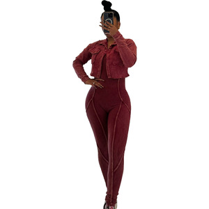 Conjunto <span class=keywords><strong>de</strong></span> Dos Piezas <span class=keywords><strong>de</strong></span> Ropa Urbana 2026, <span class=keywords><strong>Mono</strong></span> Ajustado <span class=keywords><strong>con</strong></span> Lavado Ácido y <span class=keywords><strong>Chaqueta</strong></span>, Conjunto <span class=keywords><strong>de</strong></span> Dos Piezas <span class=keywords><strong>con</strong></span> Lavado Claro para Mujer - Product Image 2