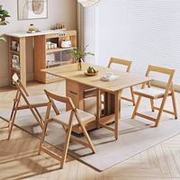Table à manger moderne multifonctionnelle en bois massif pour petites maisons, design télescopique pliable et extensible avec rangement pratique