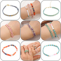 Perle double trou Jaspe noir Pierre impériale carrée DIY Handmade Beading Bracelet Necklace Accessory