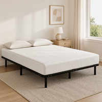 Cadre de lit plateforme en métal moderne à monter soi-même avec lattes en bois, montage facile pour chambre à coucher, hôtel, appartement
