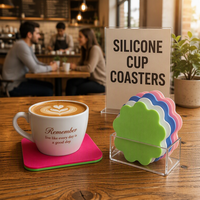 Sous-verres en silicone de qualité alimentaire, formes variées, antidérapants, résistants à la chaleur, avec logo personnalisé, pour tasses à café, thé, maison, café, vente en gros