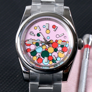 <span class=keywords><strong>Montre</strong></span> automatique MINUTETIME personnalisée avec logo DIY, NH35, luxe, pour <span class=keywords><strong>homme</strong></span>, étanche 5ATM, saphir, ballon arc-en-ciel, mécanique automatique - Product Image 2