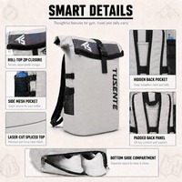Sac à dos à fermeture roll-top découpé au laser avec compartiment à chaussures inférieur, poche arrière dissimulée, personnalisable OEM ODM, en polyester, pour le sport et la mode