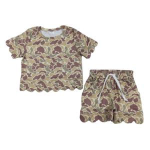 Ensembles de vêtements pour filles RTS Boutique, camouflage de chasse, été, t-shirt à bord festonné, short, mode sœur, 95% coton, 5% élasthanne - Product Image 1