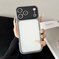 Pour iPhone 17 : Coque Macaron colorée avec grande fenêtre, transforme instantanément votre téléphone en un écran intégral, découpe précise, finition givrée, cadre coloré.