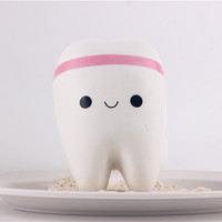 Balle anti-stress en mousse PU en forme de dent de dessin animé blanche, jouet souple à presser, vente en gros, jouets pour enfants, idéal pour les cadeaux