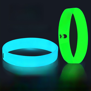Pulseras de silicona fluorescente recicladas ecológicas iluminadas que brillan en la oscuridad, pulseras de goma brillantes, Bandas de silicona brillantes - Product Image 1