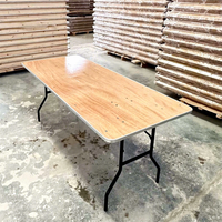6 ft runder sperrholz-trestel klapptisch mit metallrand