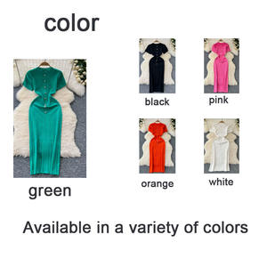 Vestido de punto informal para mujer, suéter de cuello redondo de manga corta de verano con un solo pecho para fiestas - Product Image 2