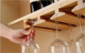 Porte-verres à vin en bambou, élégant porte-verres en bambou sous l'armoire pour le rangement dans la cuisine ou le bar, durable et élégant - Product Image 2