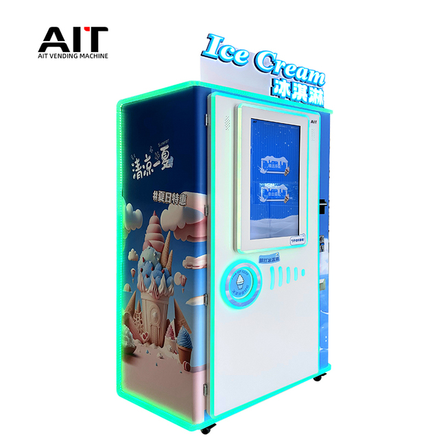 High-End Touch Screen Ice Cream Vending Machine with Cash Coin Credit Card Payment Support for Shopping Malls