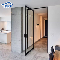 Porte d'entrée en verre électrique intelligente moderne sur mesure NF pour appartements et villas, avec serrure pivotante en aluminium, insonorisée et isolée thermiquement