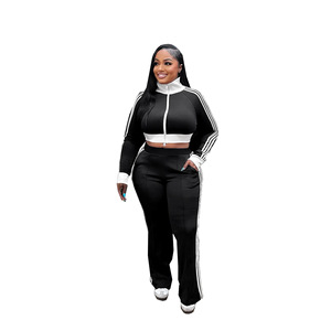 Set di giacca e pantaloni Crop 2025 moda S7680-Fall Set due pezzi personalizzato <span class=keywords><strong>abbigliamento</strong></span> donna - Product Image 5