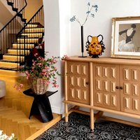 Buffet rétro en bois massif, sculpté à la main, armoire décorative tridimensionnelle, meuble de rangement latéral pour salon