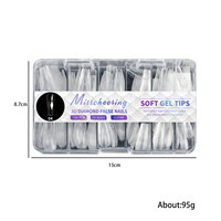 Misscheering 120pcs 3D Diamond Nail Tips box avec armure transparente trapézoïdale longue pointe concave convexe 3D cristal verre
