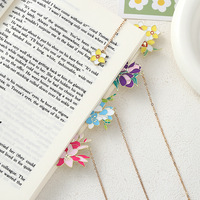 Nuevo Marcador de Libros Creativo Hecho a Mano con Colgante de Flor, Clip Metálico Colorido para Páginas, Material de Papelería para Lectura y Estudio