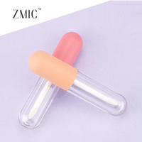Tubes de brillant à lèvres 6 ml rose orange mat transparent, flacon vide en forme de capsule pour rouge à lèvres liquide avec pinceau pour filles