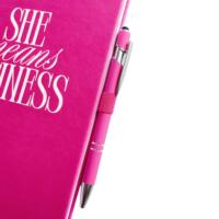 Carnet de notes A5 rose vif en cuir PU de haute qualité avec logo personnalisé, reliure cousue, cadeau d'affaires pour femmes