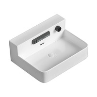 Yiti Grand lavabo mural intégré en céramique, nouveau style, robinet effet pluie (sans trous), personnalisé, 3,5 kg, élégant