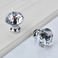 Petites poignées de meubles en alliage de zinc, design moderne en cristal et diamant, pour tiroirs de cuisine, armoires et salons