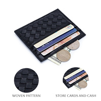 Dompet Kartu Kulit Asli Desain Merek Fashion Mewah Khusus untuk Kartu Identitas, Bisnis, dan Kredit, Tipis