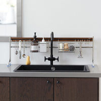 Organisateur d'évier de cuisine en acier inoxydable à bord étroit pour éponges, chiffons et ustensiles