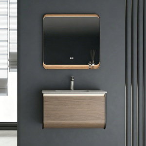 Bokejia Sanitary Ware Modern Bathroom Vanity Stainless Steel Sink With Mirror Light Wall Mounted - Product Image 1