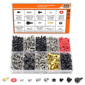 Baiguluo Computer Screw Assortment Kit 450pcs Black M3 6-32 For Desktop PC Case Motherboard Fan Hard Drive Standoffs - Product Image 2
