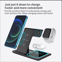 Dropshipping Products Chargeur Sans Fil 3 En 1 Pour iphone Chargeur rapide pliable 15W avec veilleuse logo personnalisé Desktop