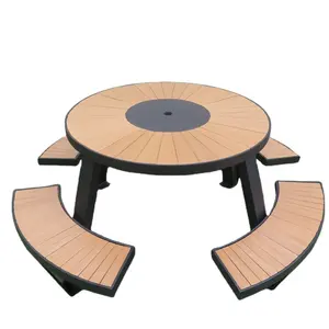 고품질 옥외 정원 픽크닉 테이블 주문을 받아서 만들어진 나무로 되는 픽크닉 테이블 스테인리스 나무로 되는 테이블 벤치